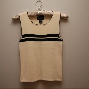 Finity Cream Tank Top with Black Double Stripe